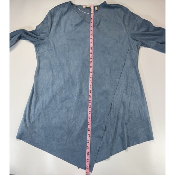 Soft Surroundings Faux Suede Open Front Drape Cardigan Blue Women Large - Picture 7 of 7